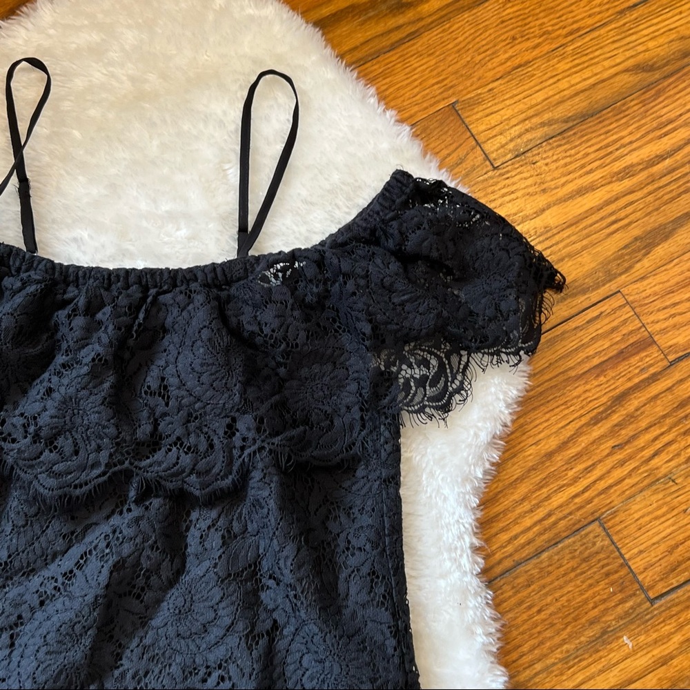 Madewell Floral Lace Off Shoulder Oversized Mini Dress Sz 0 - Picture 5 of 16